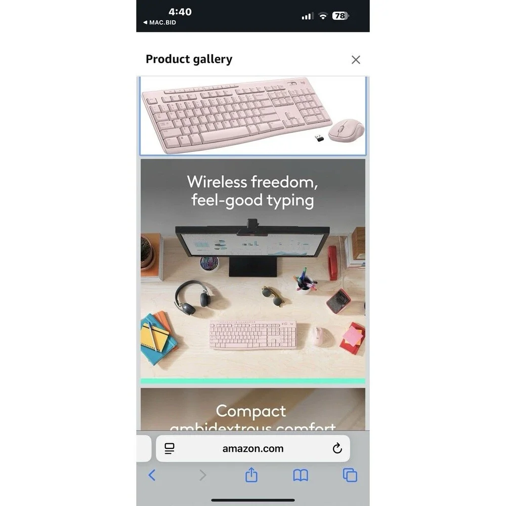 Logitech MK270 Wireless Keyboard and Mouse Combo Rose Pink 920-013270 Open Box
